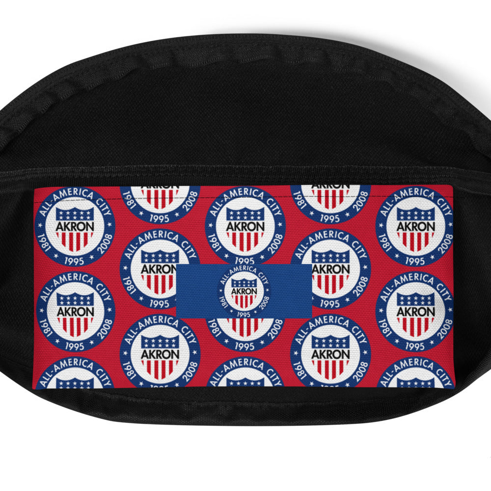 City of Akron Seal Red Fanny Pack